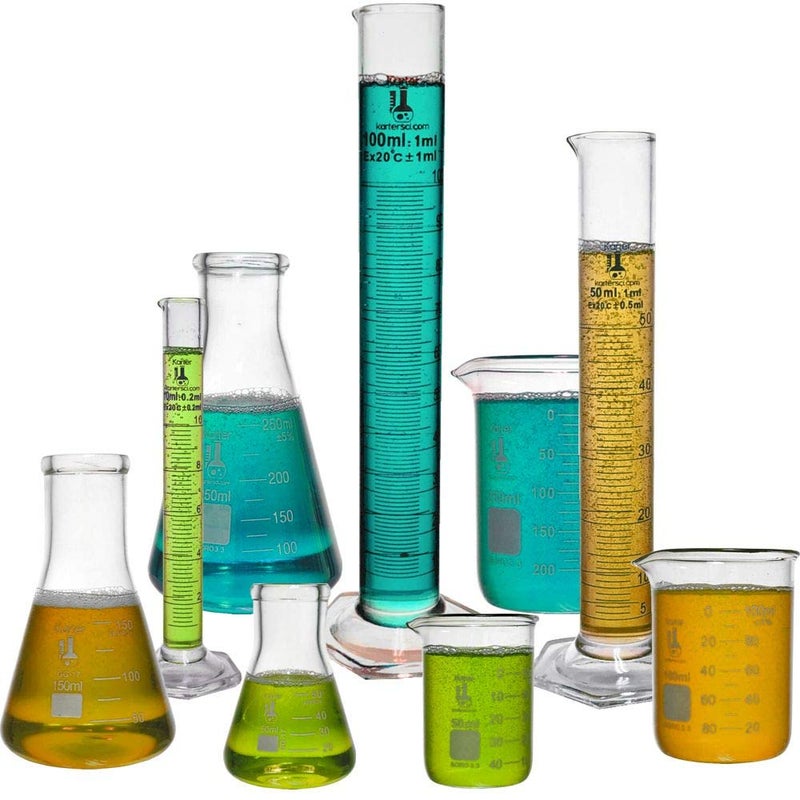 Karter Scientific Beaker, Flask, Cylinder Set, 3.3 Boro. Glass - 9 Pieces - Beaker Set, Flask Set, and Graduated Cylinder Set, Karter Scientific 233N2 - Image 2